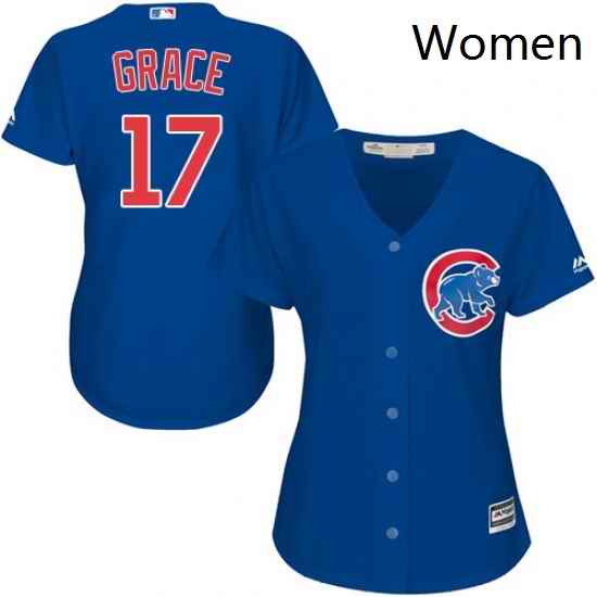 Womens Majestic Chicago Cubs 17 Mark Grace Authentic Royal Blue Alternate MLB Jersey
